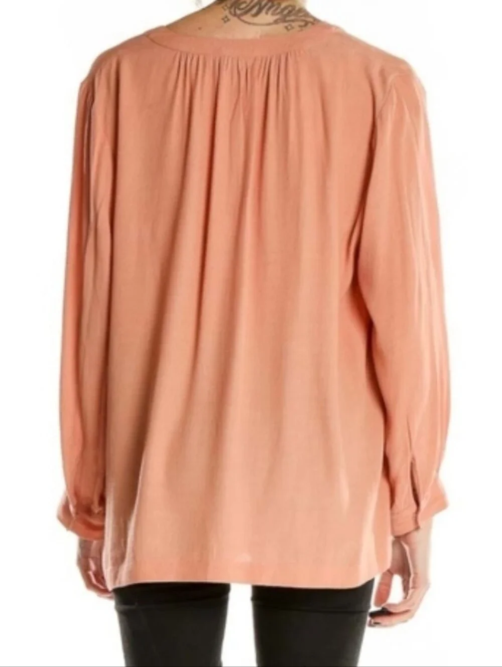 🩵 Madewell Lace-Up V-Neck Blouse - Coral - Picture 4 of 5